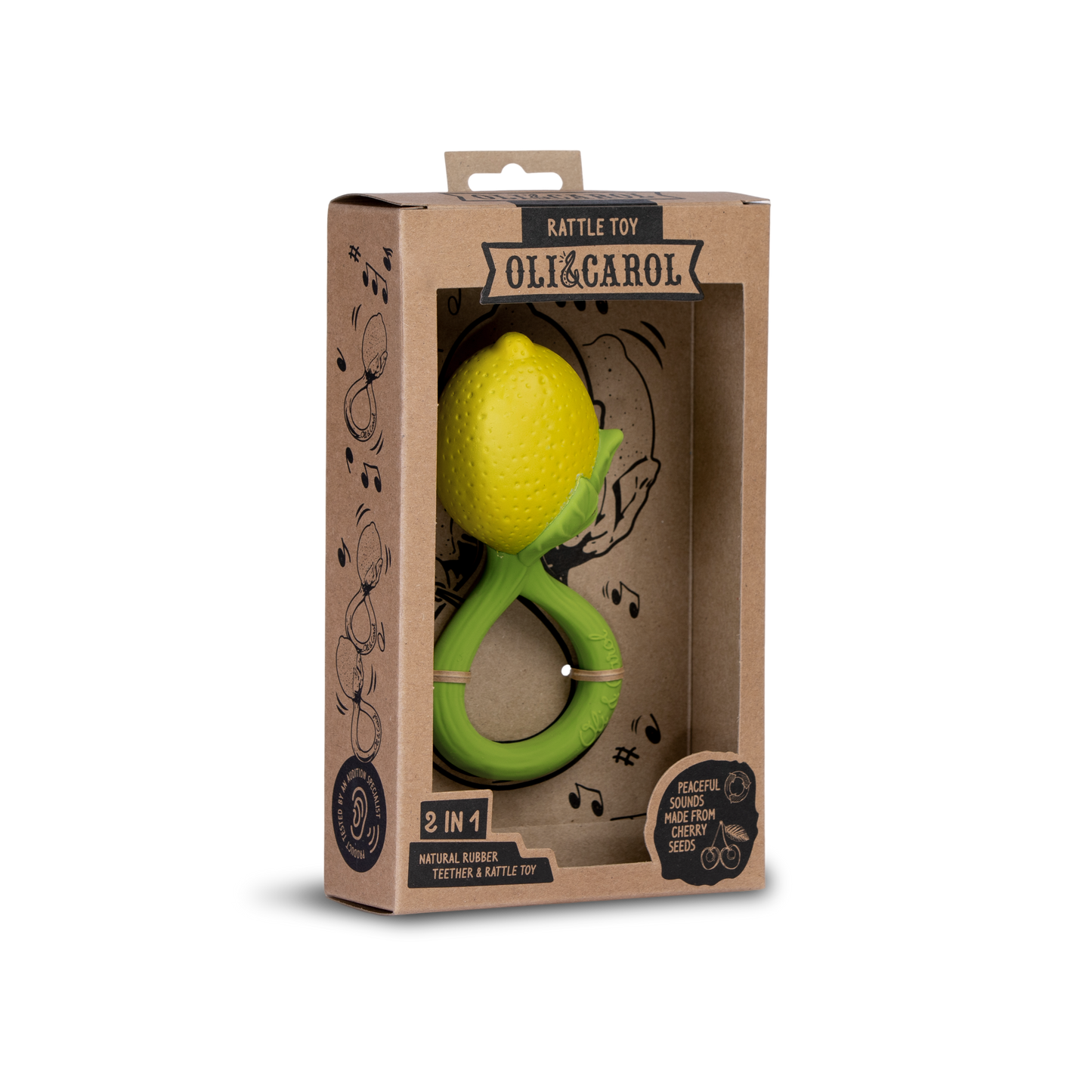 Lemon Natural Rubber Baby Rattle