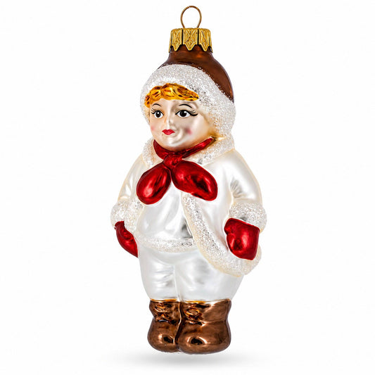 Child in Vintage Costume Glass Christmas Ornament