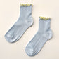 Le Bon Shoppe Baby Blue/Butter Petite Ruffled Modal Socks