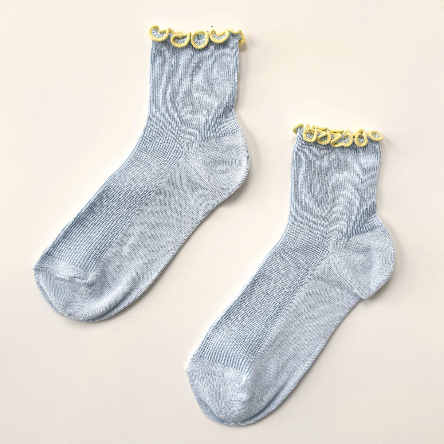 Le Bon Shoppe Baby Blue/Butter Petite Ruffled Modal Socks