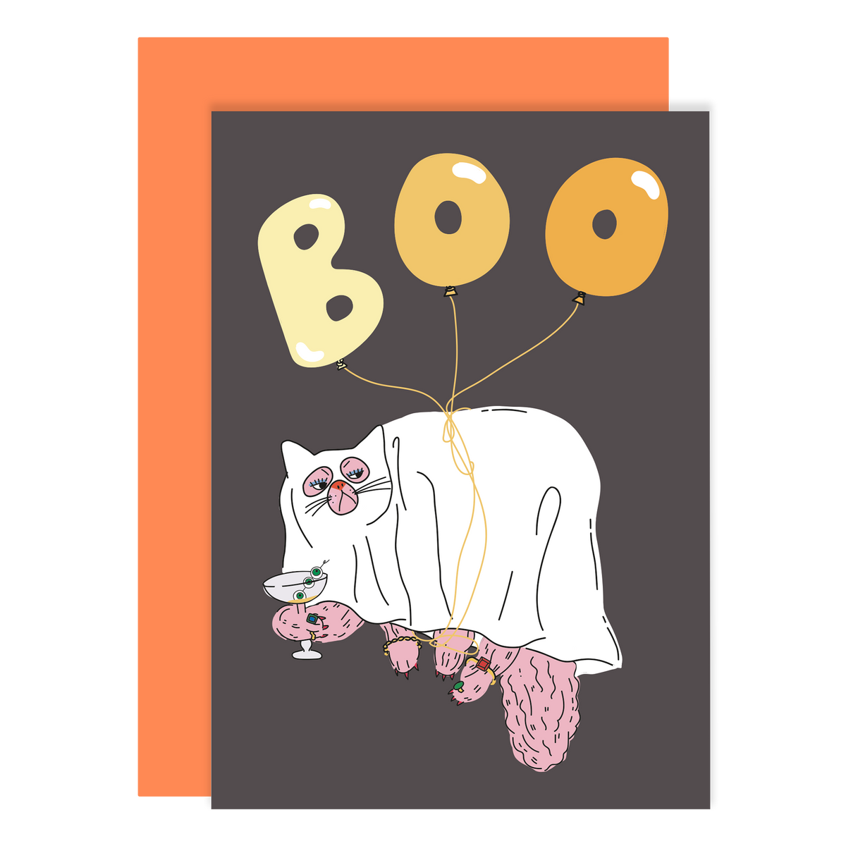 Boo Cat Halloween Greeting Card