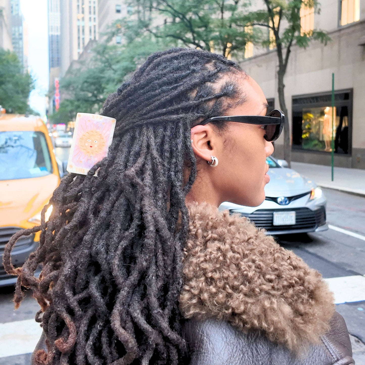 Hand-Painted Sun Tarot Card Claw Hair Clip