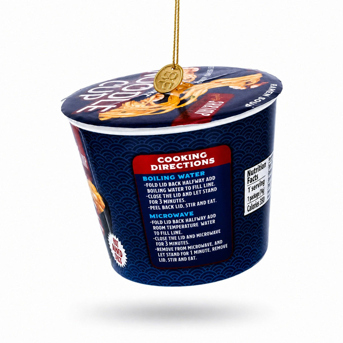 Instant Noodle Cup Glass Christmas Ornament
