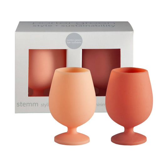 Terra + Peach Stemm Silicone Unbreakable Wine Glasses