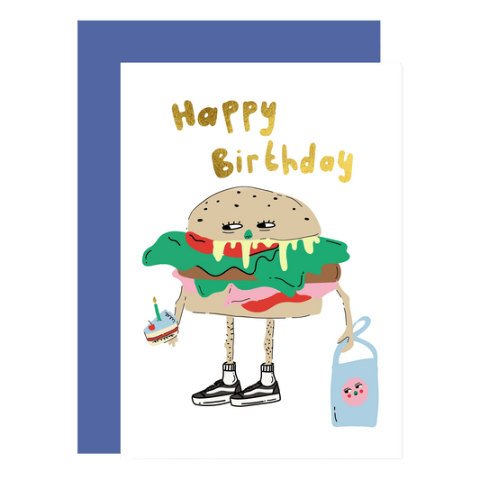 Burger Dude Gold Foil Greeting Card