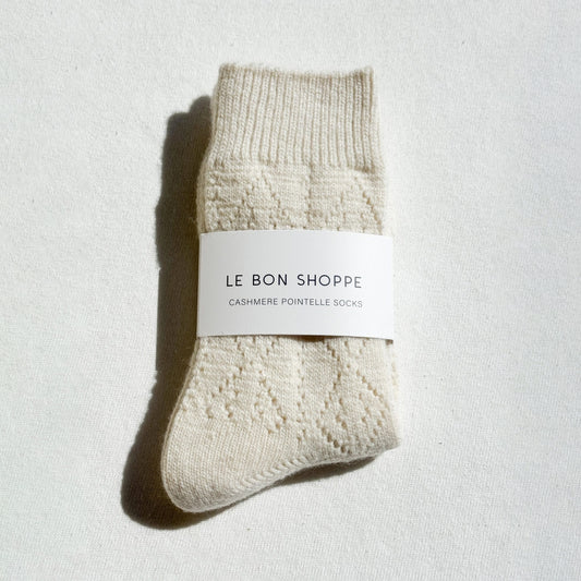 Le Bon Shoppe Cream Cashmere Pointelle Socks