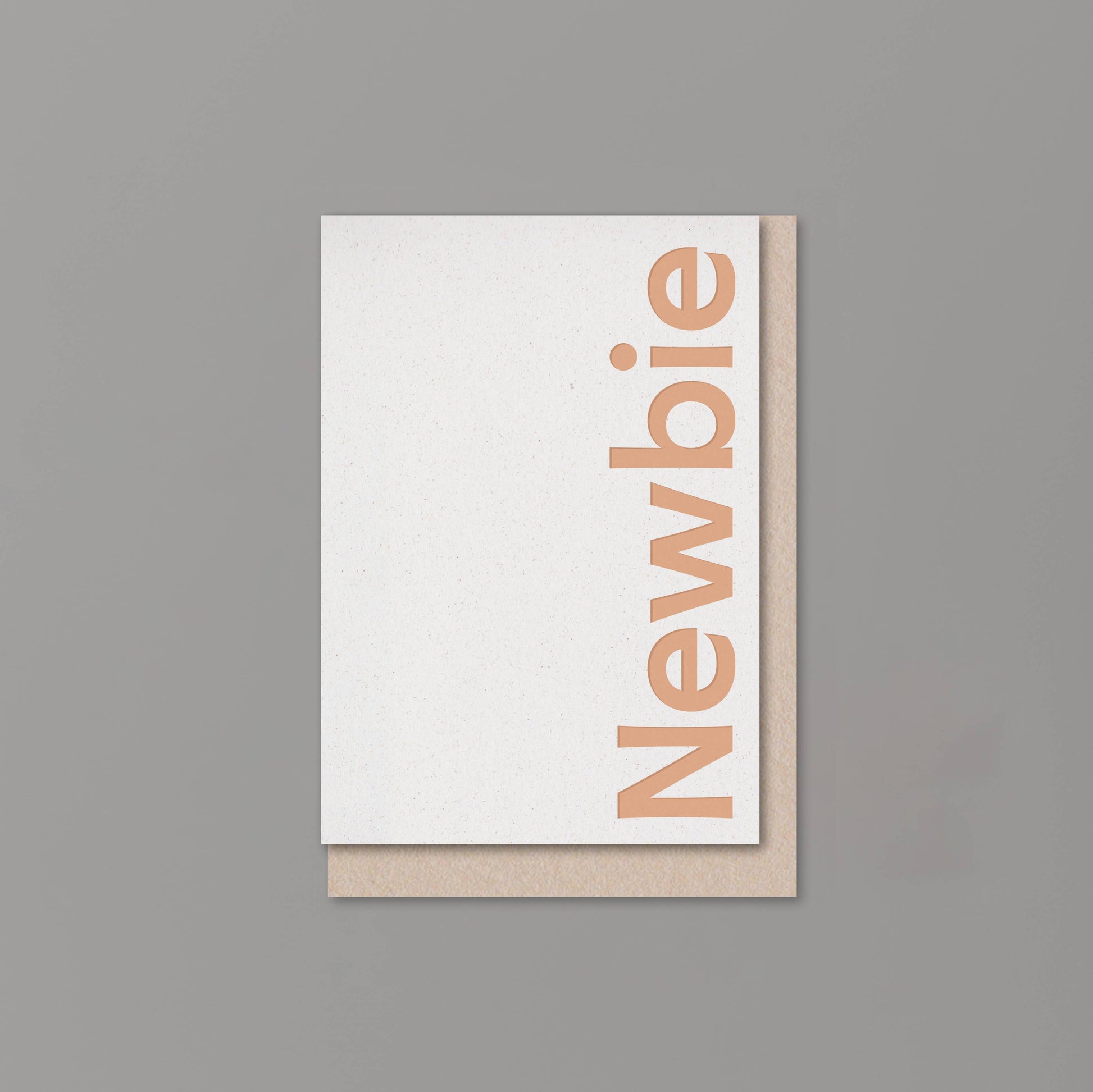 Greeting card with 'Newbie' text on a gray background