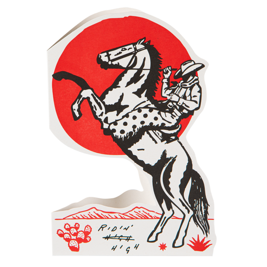 Ridin' High Cowboy Letterpress Greeting Card