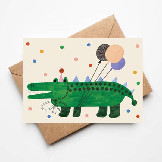 Party Aligator Greeting Card