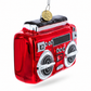 Retro Boombox Glass Christmas Ornament