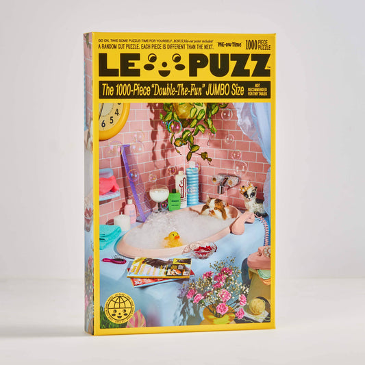 LE PUZZ puzzle box with a colorful illustration of a bathroom scene on a white background