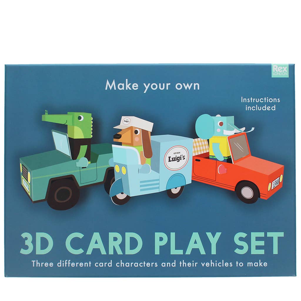 Animal Automobiles 3D Card Craft Playset