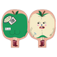 Two cartoon apples with human-like faces and expressions on a white background