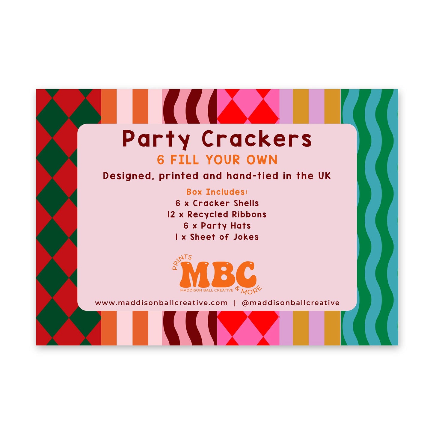 Multicoloured Stripe Pattern Christmas Crackers