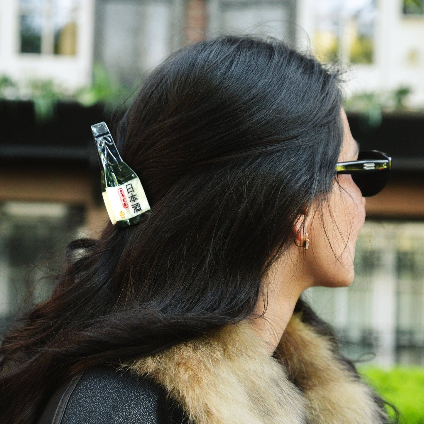 Sake Bottle Hand-Painted Hair Claw Clip
