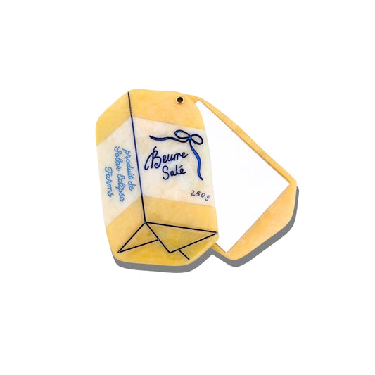 French Butter Hand-Painted Compact Mirror