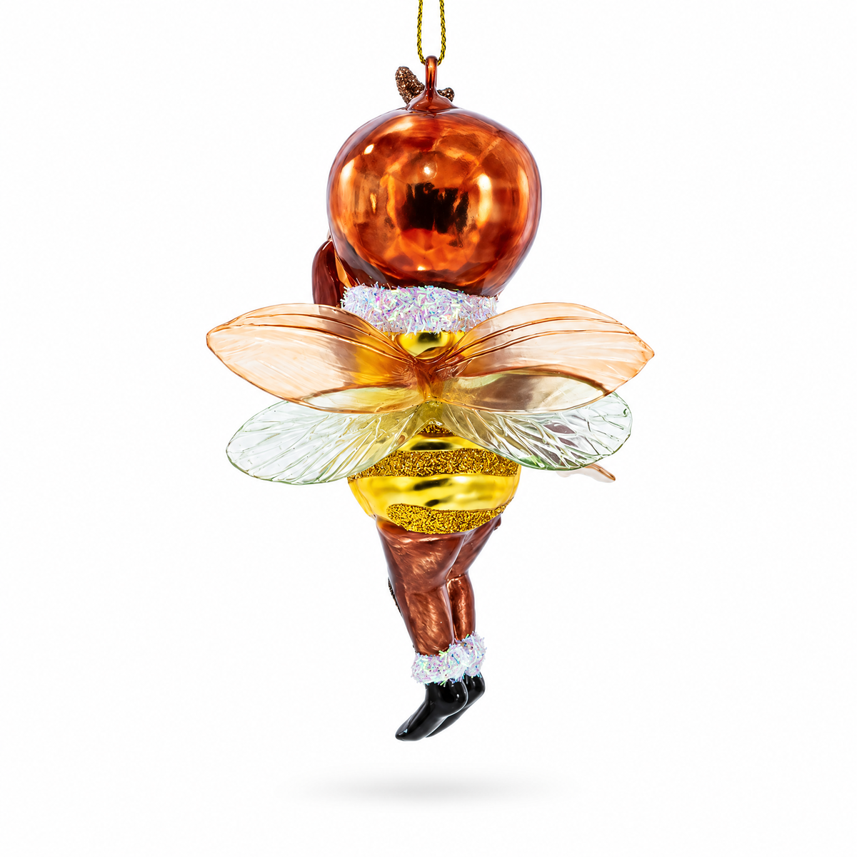Little Bee Glass Christmas Ornament