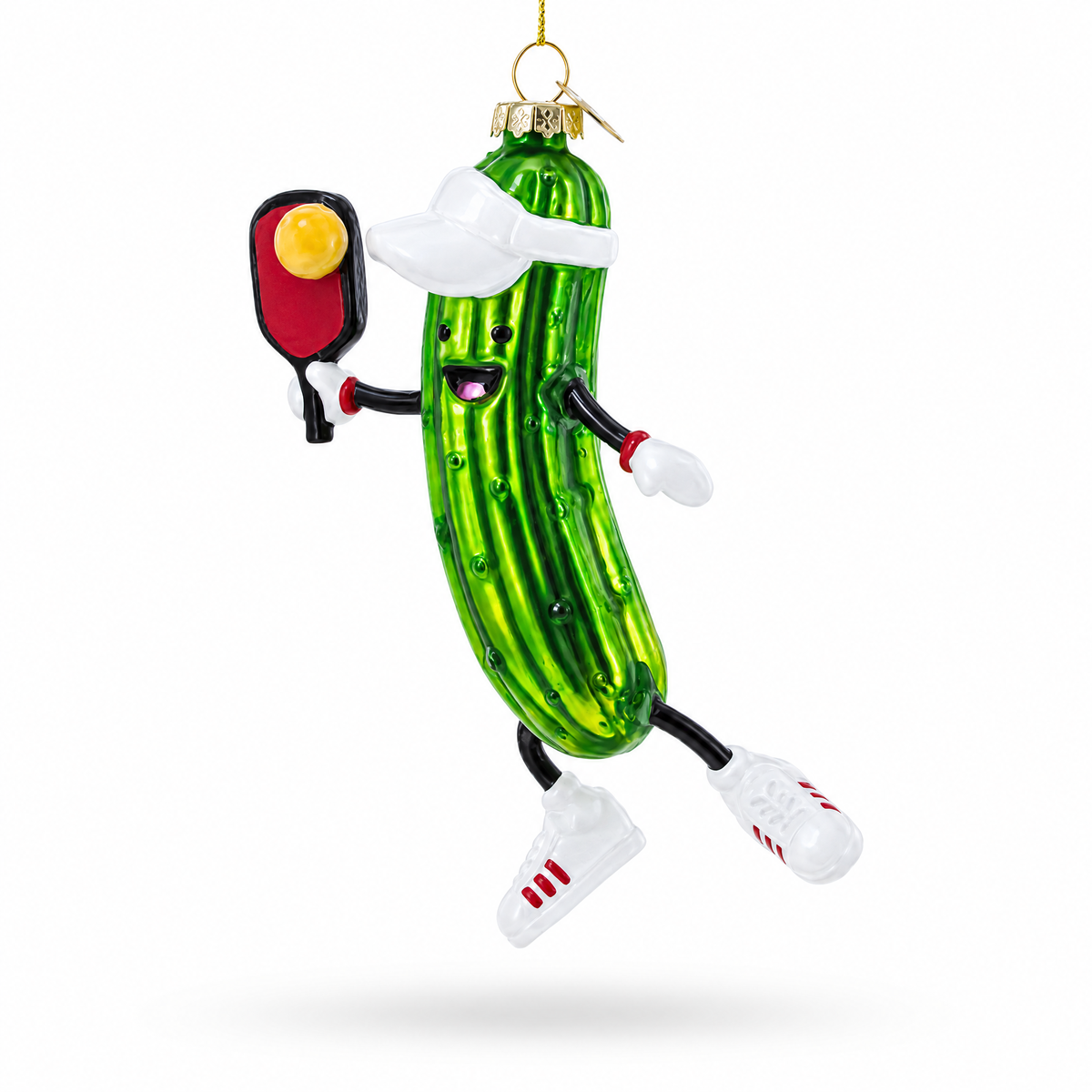 Pickleball Pickle Glass Christmas Ornament