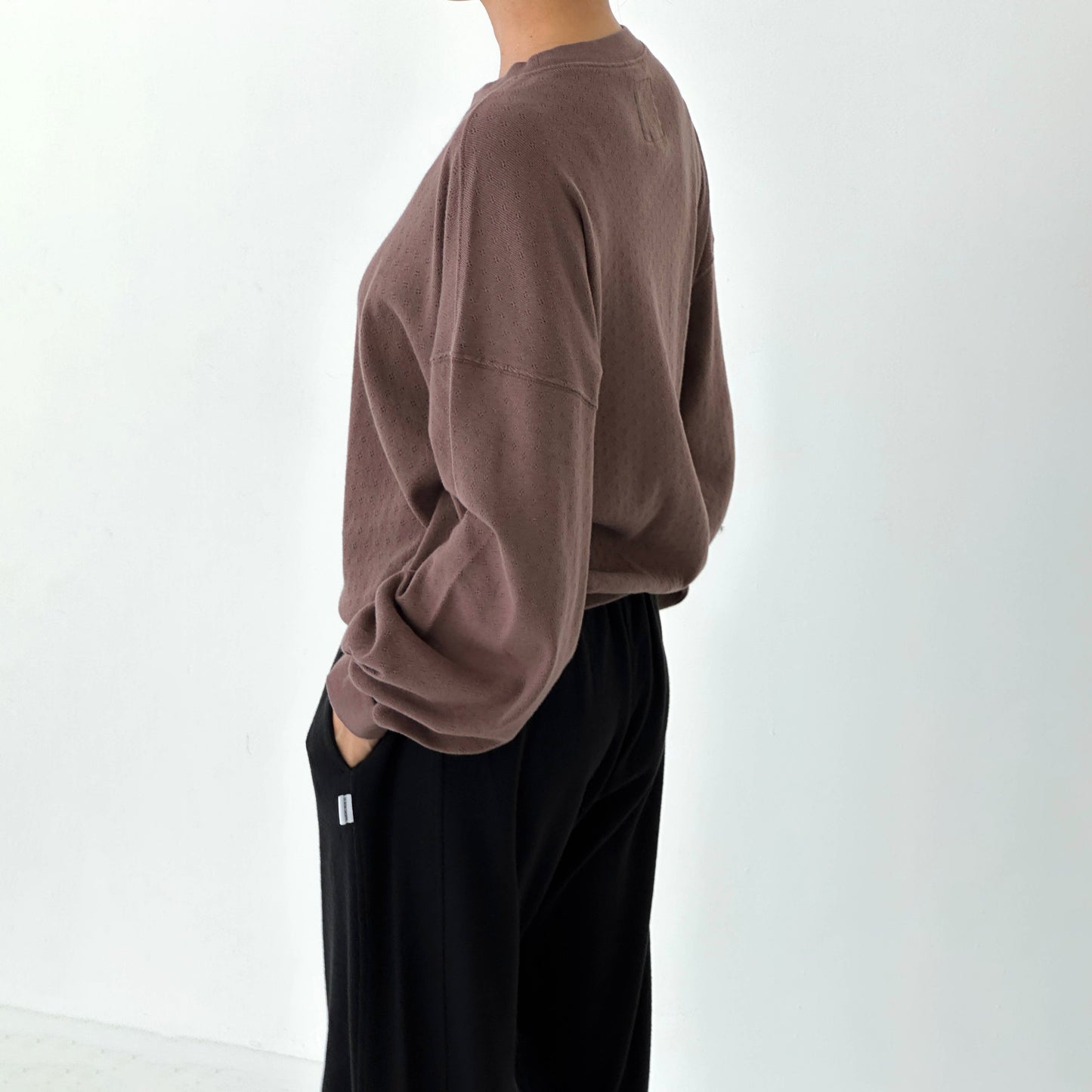 Le Bon Shoppe Chocolate Pointelle Core Sweatshirt