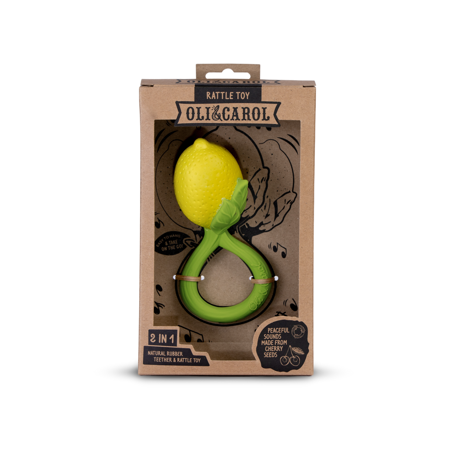 Lemon Natural Rubber Baby Rattle