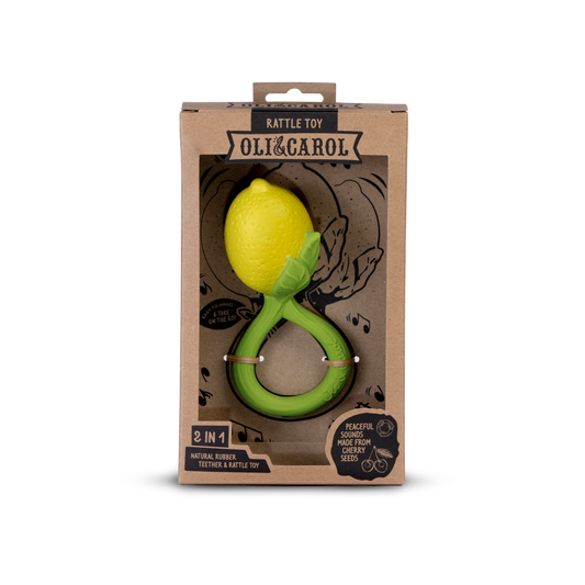 Lemon Natural Rubber Baby Rattle