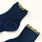 Le Bon Shoppe Navy/Butter Petite Ruffled Modal Socks