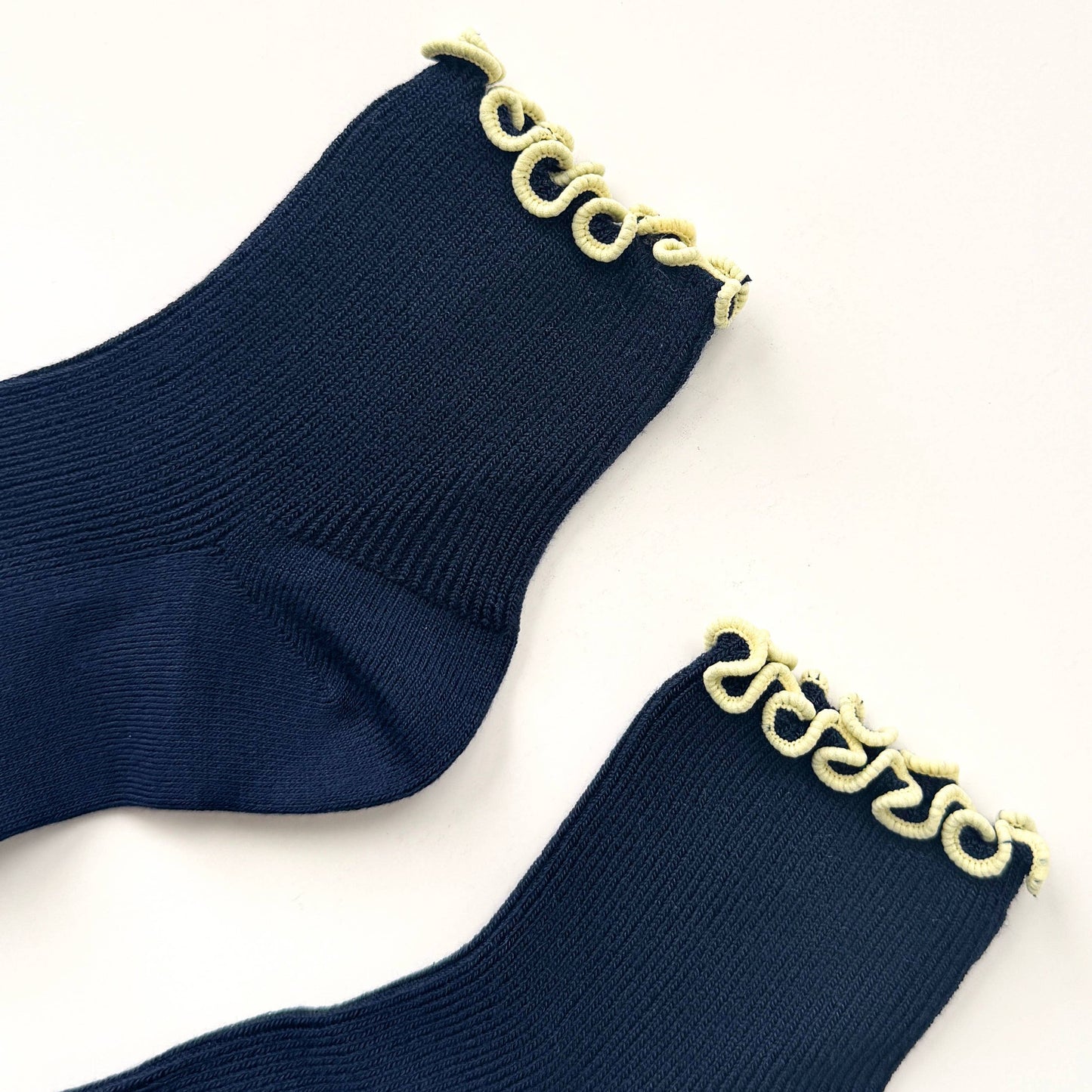 Le Bon Shoppe Navy/Butter Petite Ruffled Modal Socks