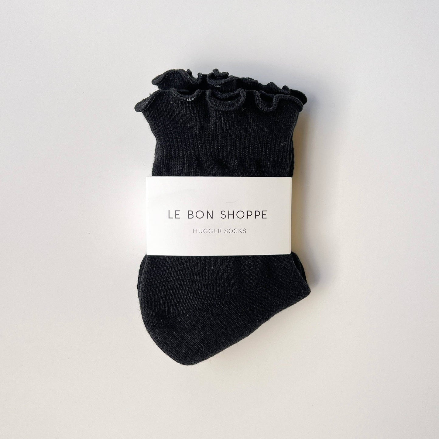 Le Bon Shoppe Black Ruffled Hugger Crew Socks