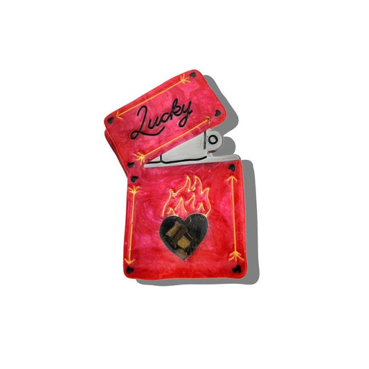 Hand-Painted Lucky Lighter Hair Claw Clip