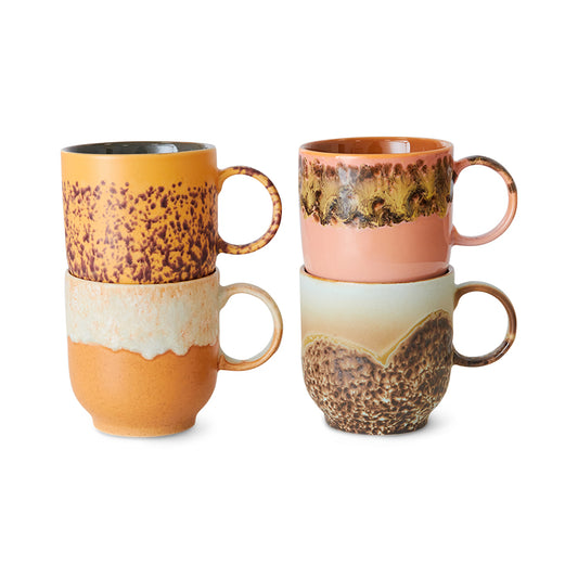 HKliving 70's Ceramics Cape Café Mugs (Set of 4)