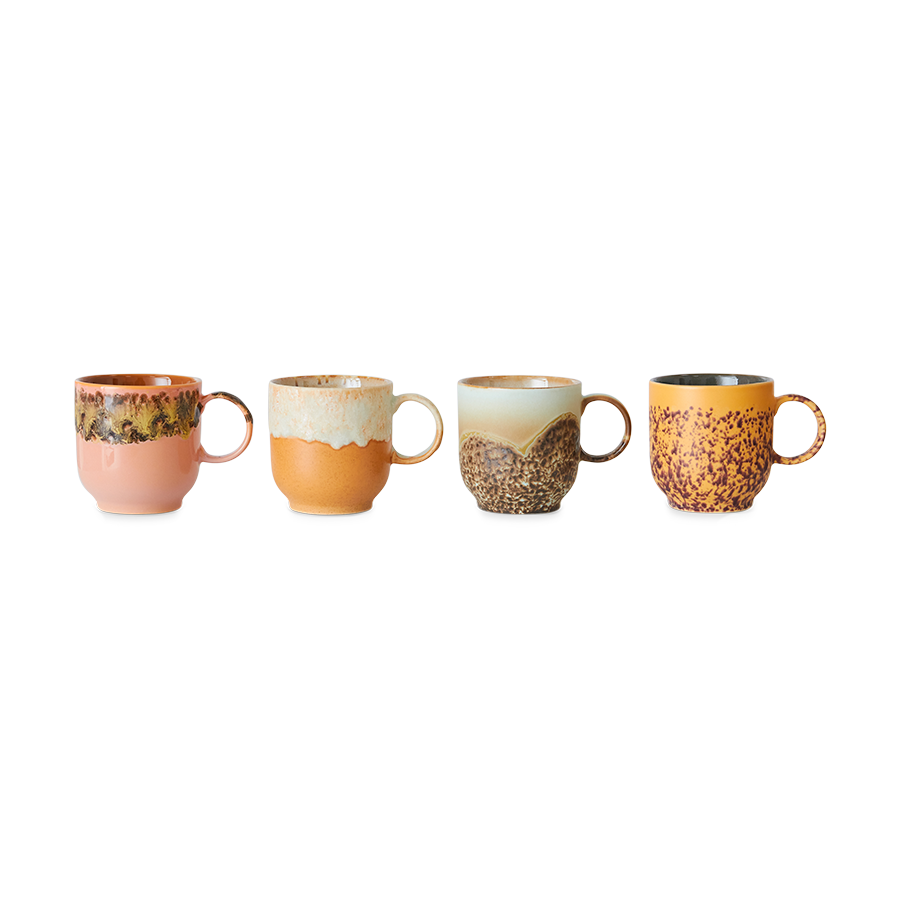 HKliving 70's Ceramics Cape Café Mugs (Set of 4)