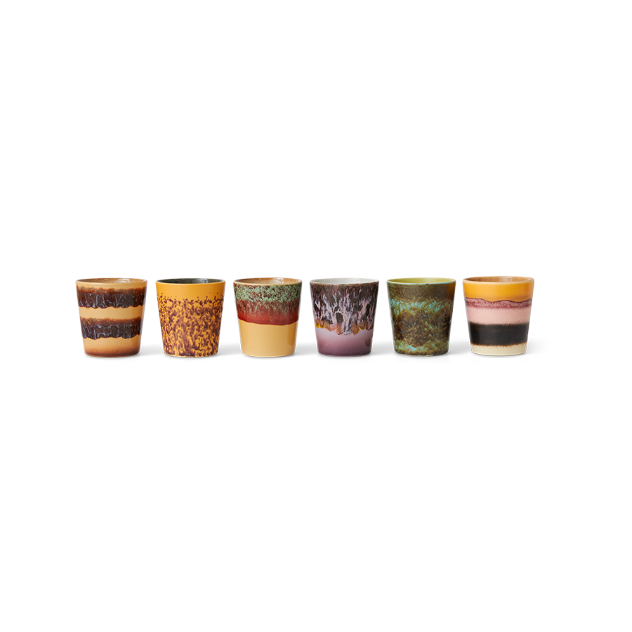 HKliving Ceramic 70's Valley Coffee Mugs (set of 6)