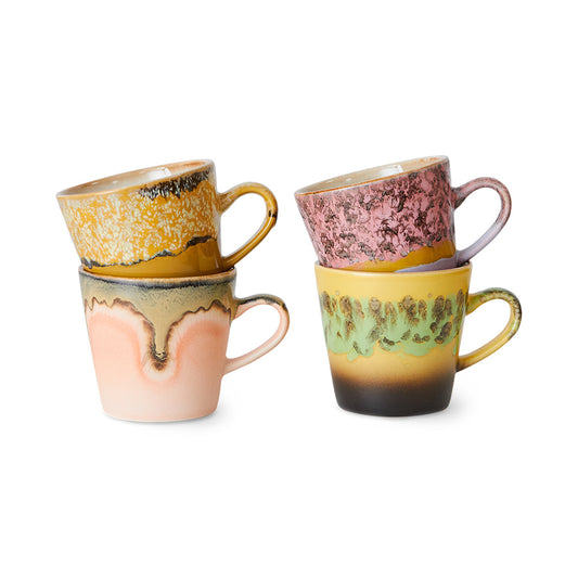 HKliving 70's Ceramics Radiant Americano mugs (set of 4)