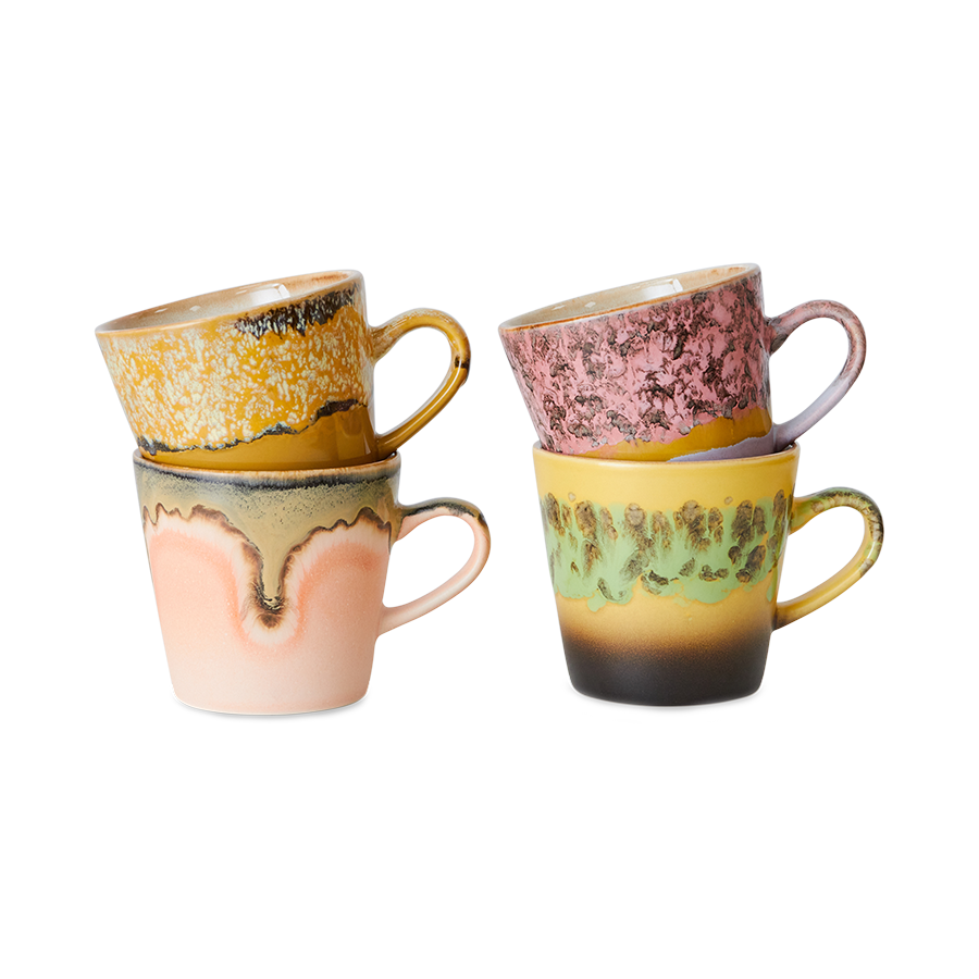 HKliving 70's Ceramics Radiant Americano mugs (set of 4)