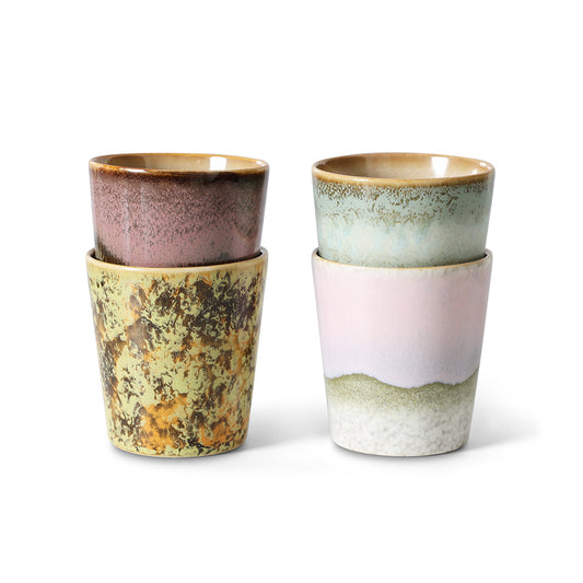 HKliving Ceramic 70's Serendipity Coffee Mugs (Set of 4)