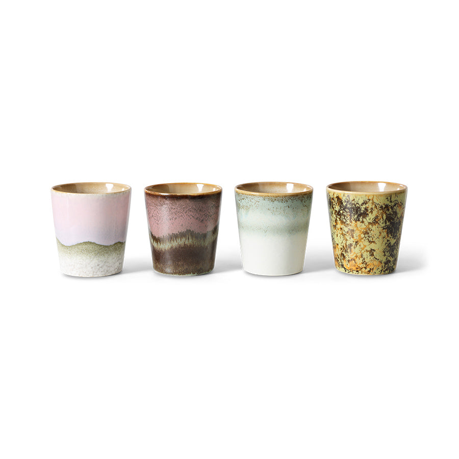 HKliving Ceramic 70's Serendipity Coffee Mugs (Set of 4)