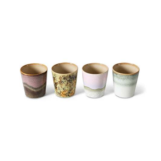 HKliving Ceramic 70's Serendipity Coffee Mugs (Set of 4)