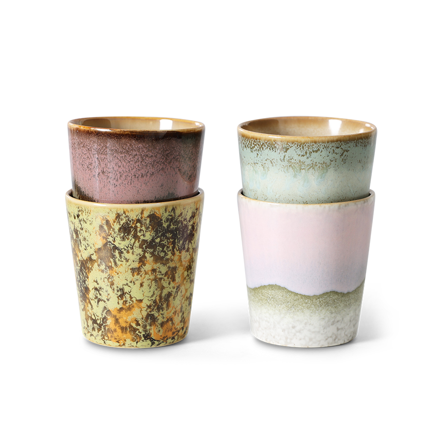 HKliving Ceramic 70's Serendipity Coffee Mugs (Set of 4)