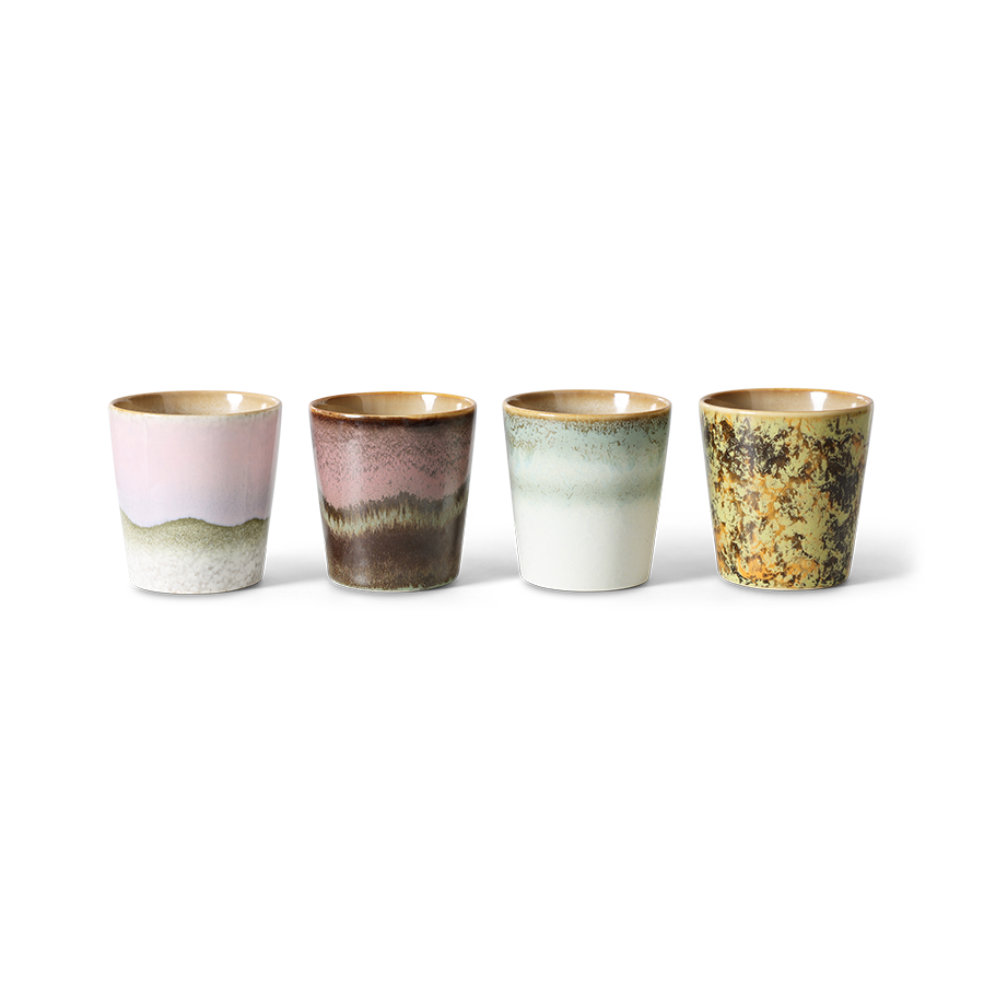 HKliving Ceramic 70's Serendipity Coffee Mugs (Set of 4)
