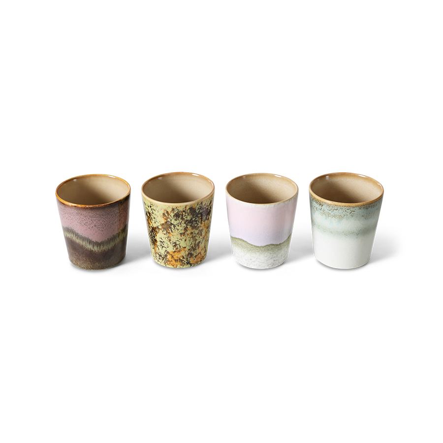 HKliving Ceramic 70's Serendipity Coffee Mugs (Set of 4)