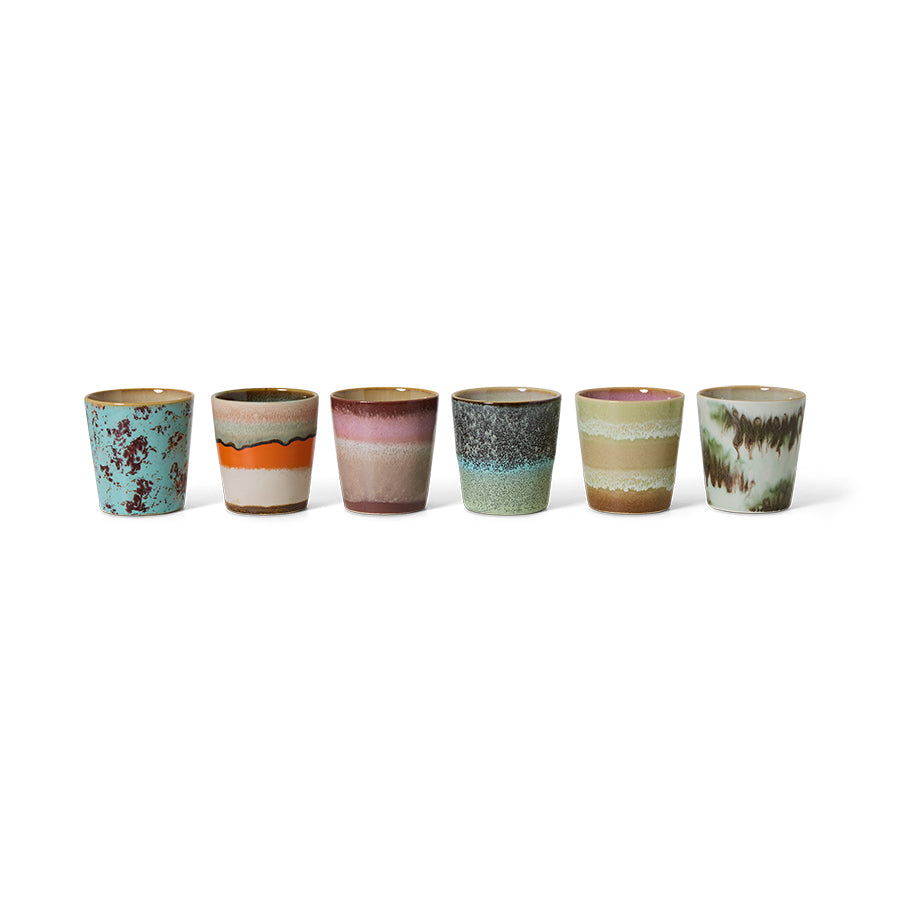 HKliving Ceramic 70's Surreal Coffee Mugs (Set of 6)
