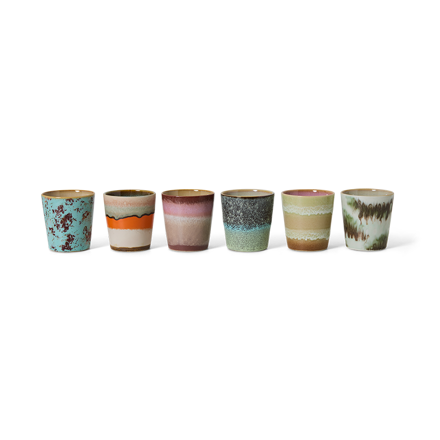 HKliving Ceramic 70's Surreal Coffee Mugs (Set of 6)
