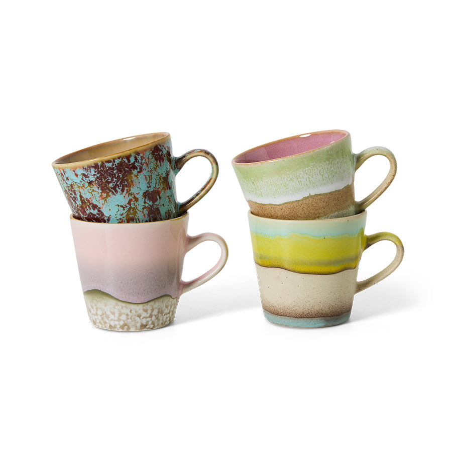 HKliving 70's Ceramics Rococo Americano Mug (Set of 4)
