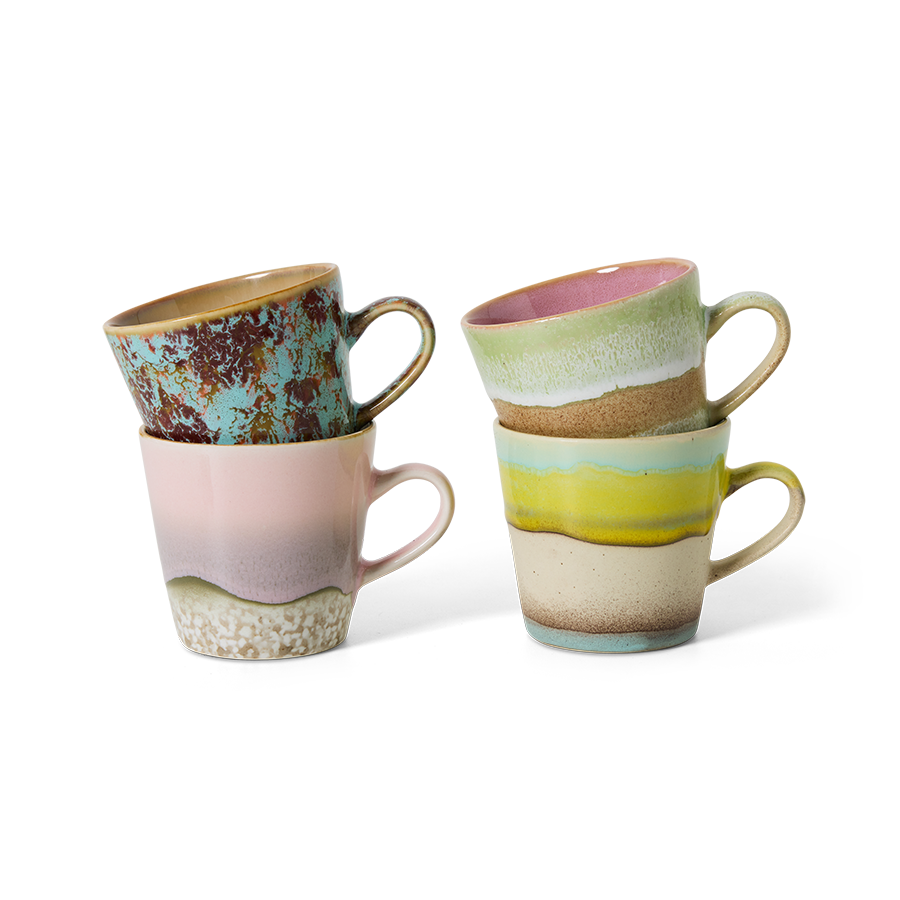 HKliving 70's Ceramics Rococo Americano Mug (Set of 4)