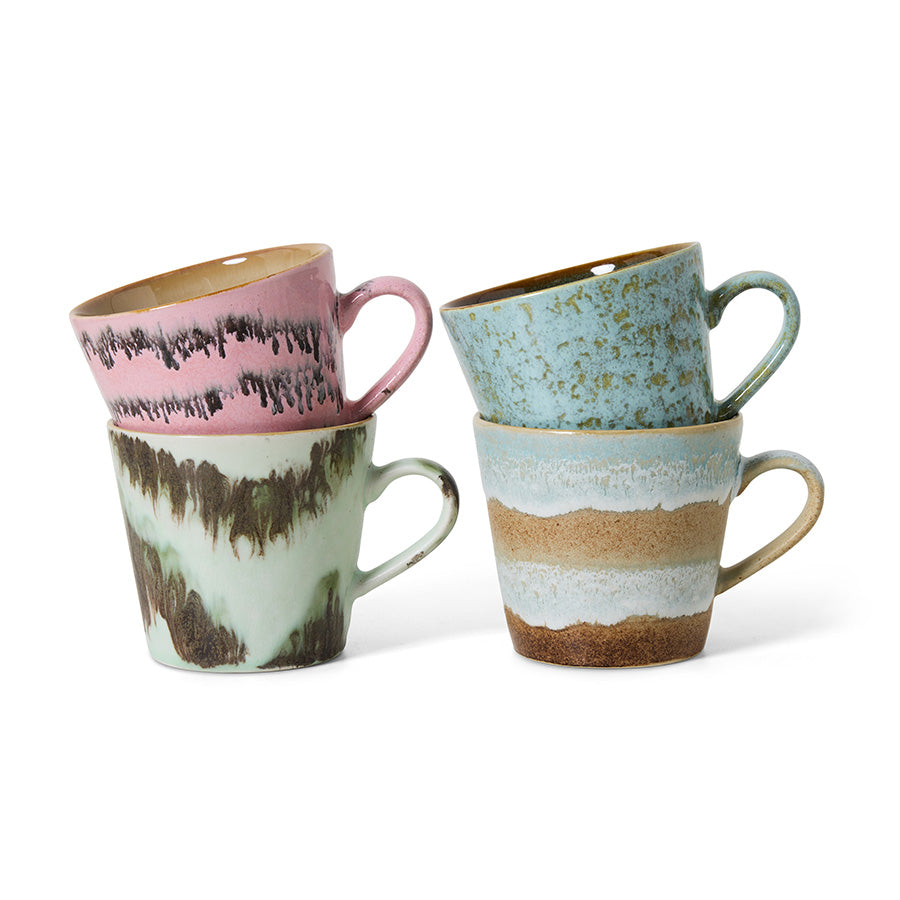 HKliving 70's Ceramics Dada Cappuccino Mugs (Set of 4)