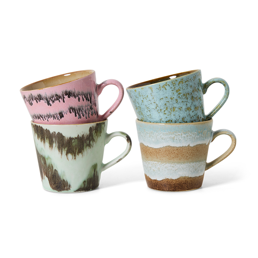 HKliving 70's Ceramics Dada Cappuccino Mugs (Set of 4)