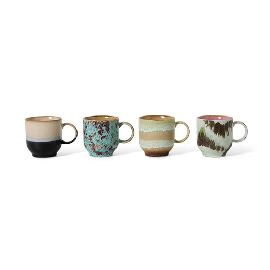 HKliving 70's Ceramics Abstract Café Mugs (Set of 4)