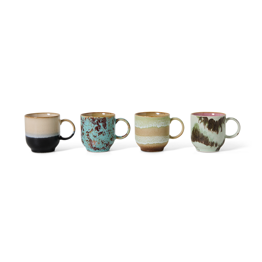 HKliving 70's Ceramics Abstract Café Mugs (Set of 4)
