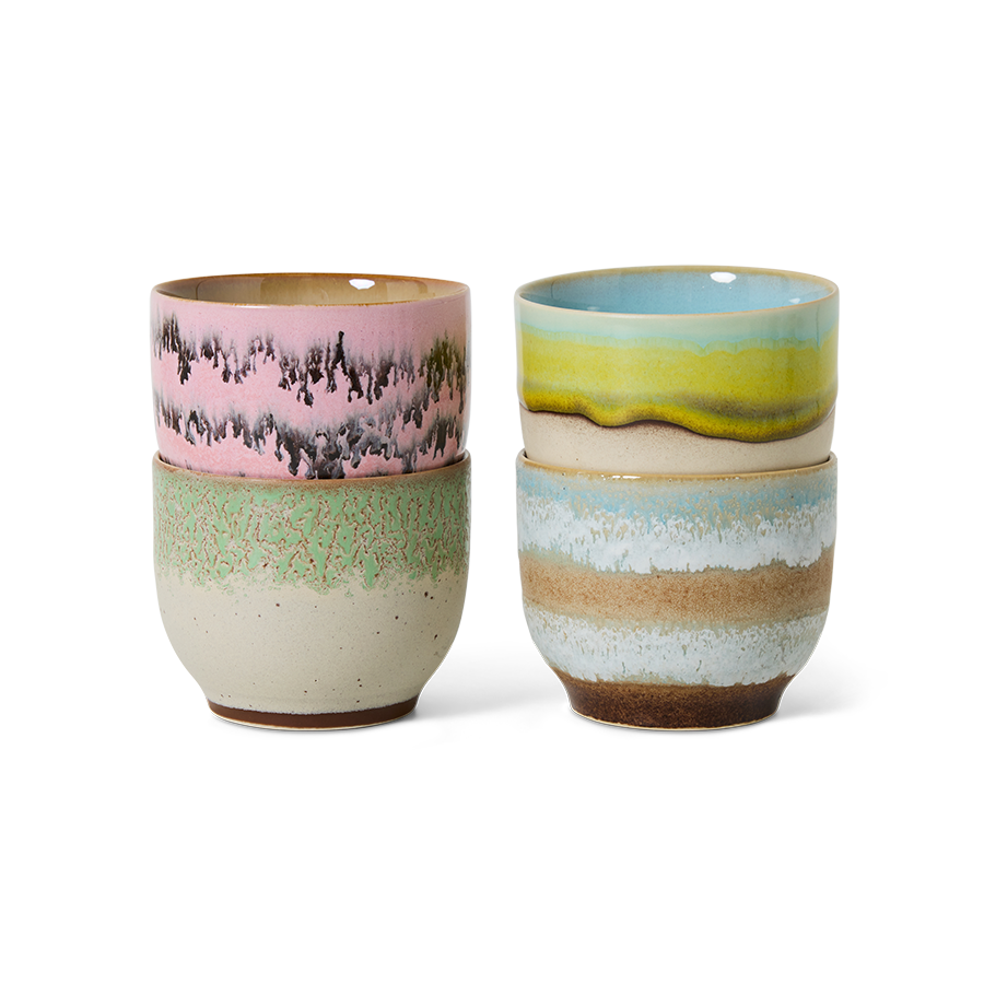 HKliving 70's Ceramics Deco Café Mugs (Set of 4)