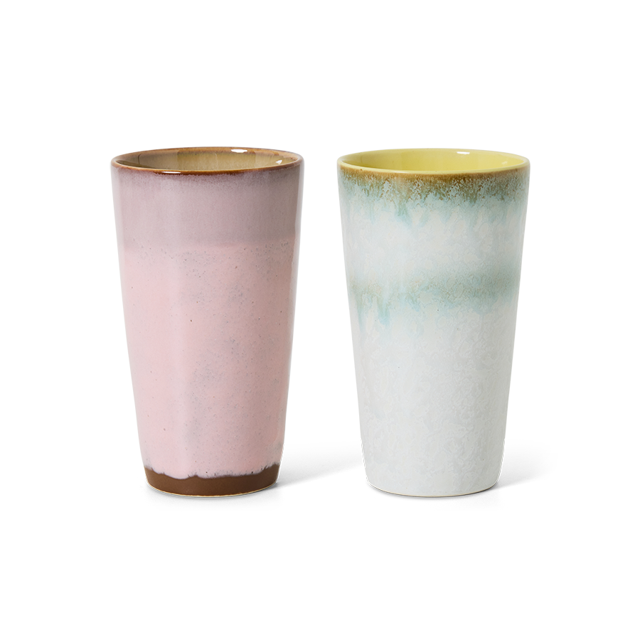HKliving 70's Ceramics Fresco Latte Mugs (Set of 2)